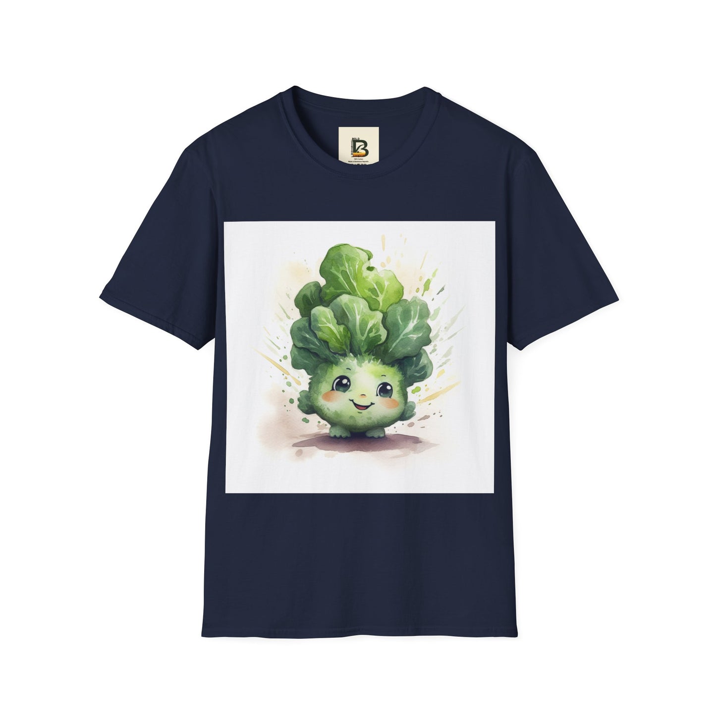 A cartoon of a kale with eyes and a smile on it
