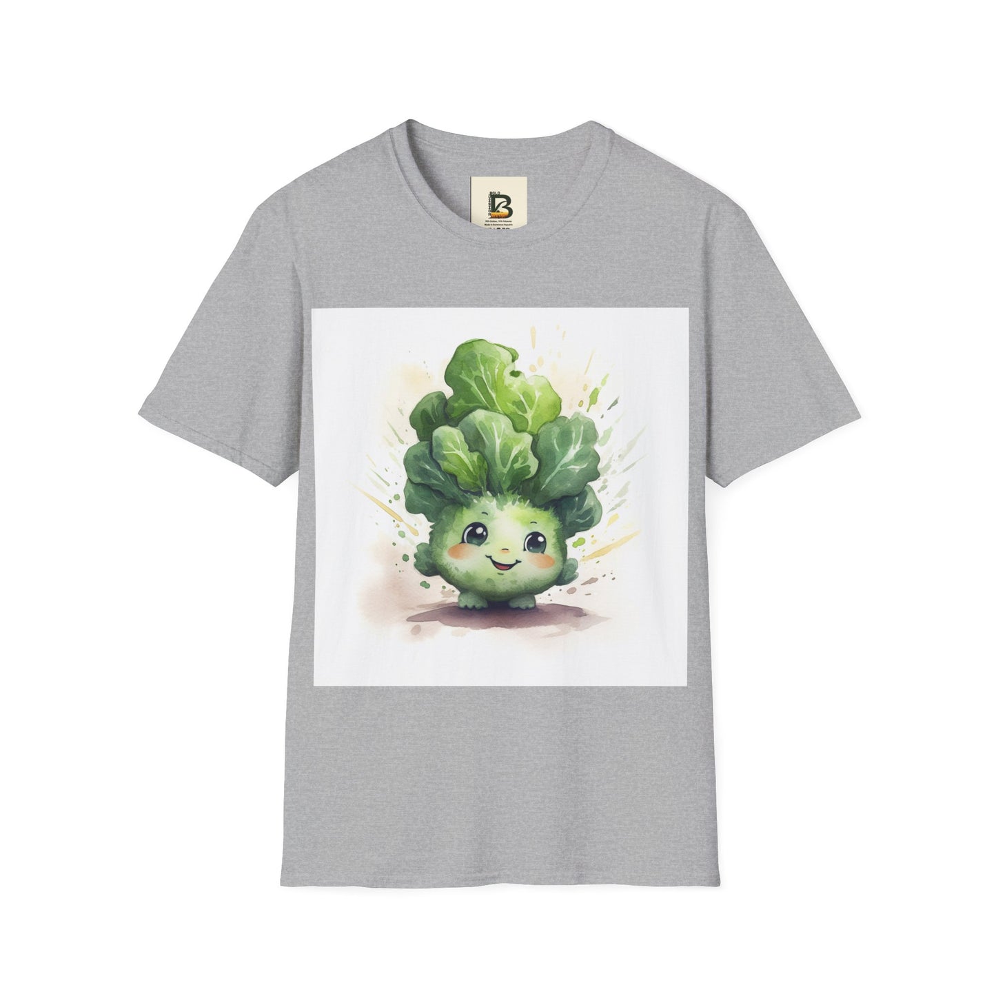 A cartoon of a kale with eyes and a smile on it