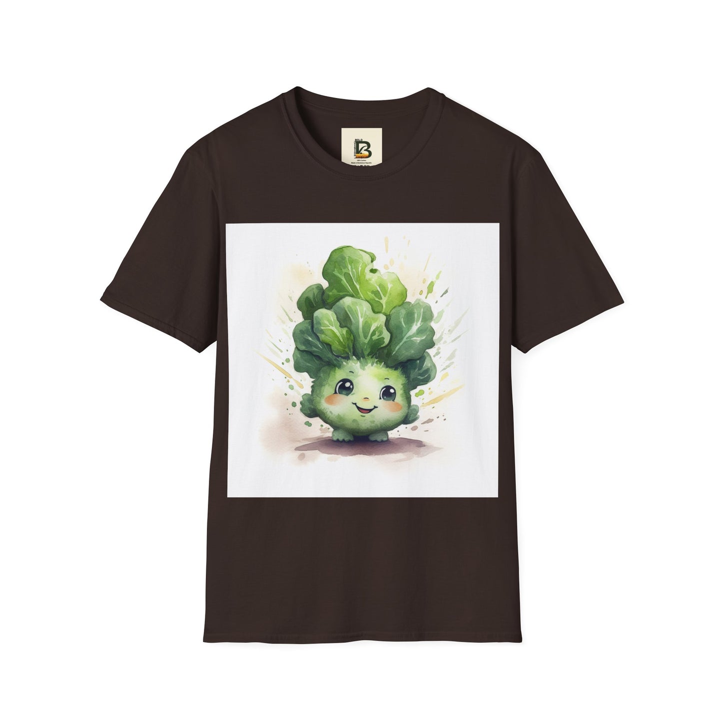 A cartoon of a kale with eyes and a smile on it