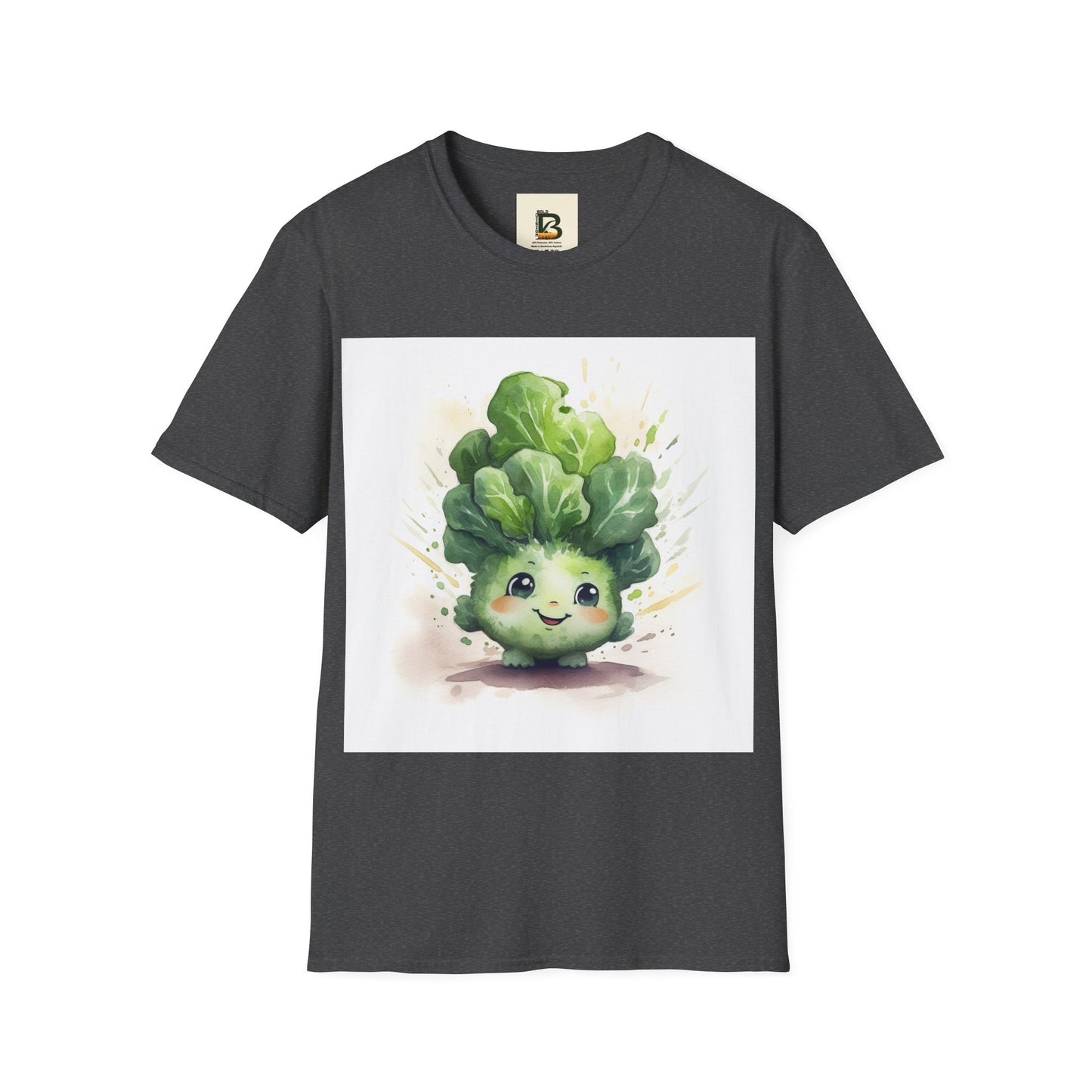 A cartoon of a kale with eyes and a smile on it