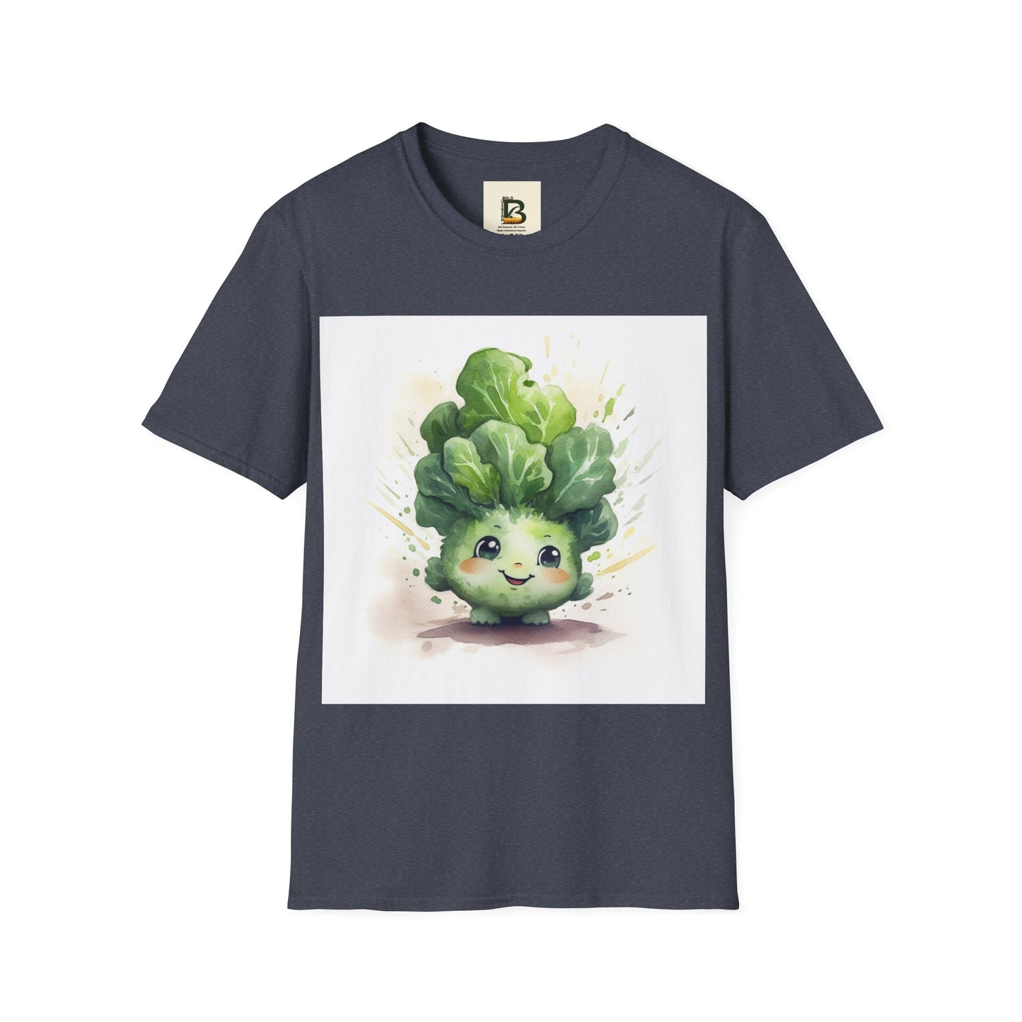 A cartoon of a kale with eyes and a smile on it