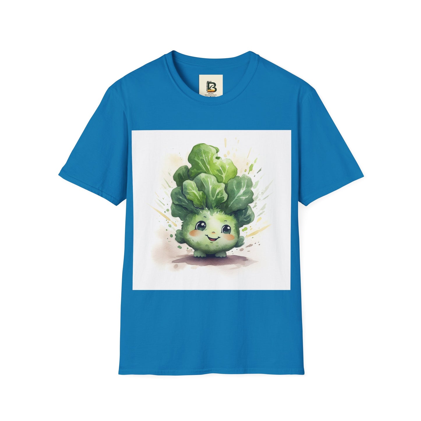 A cartoon of a kale with eyes and a smile on it