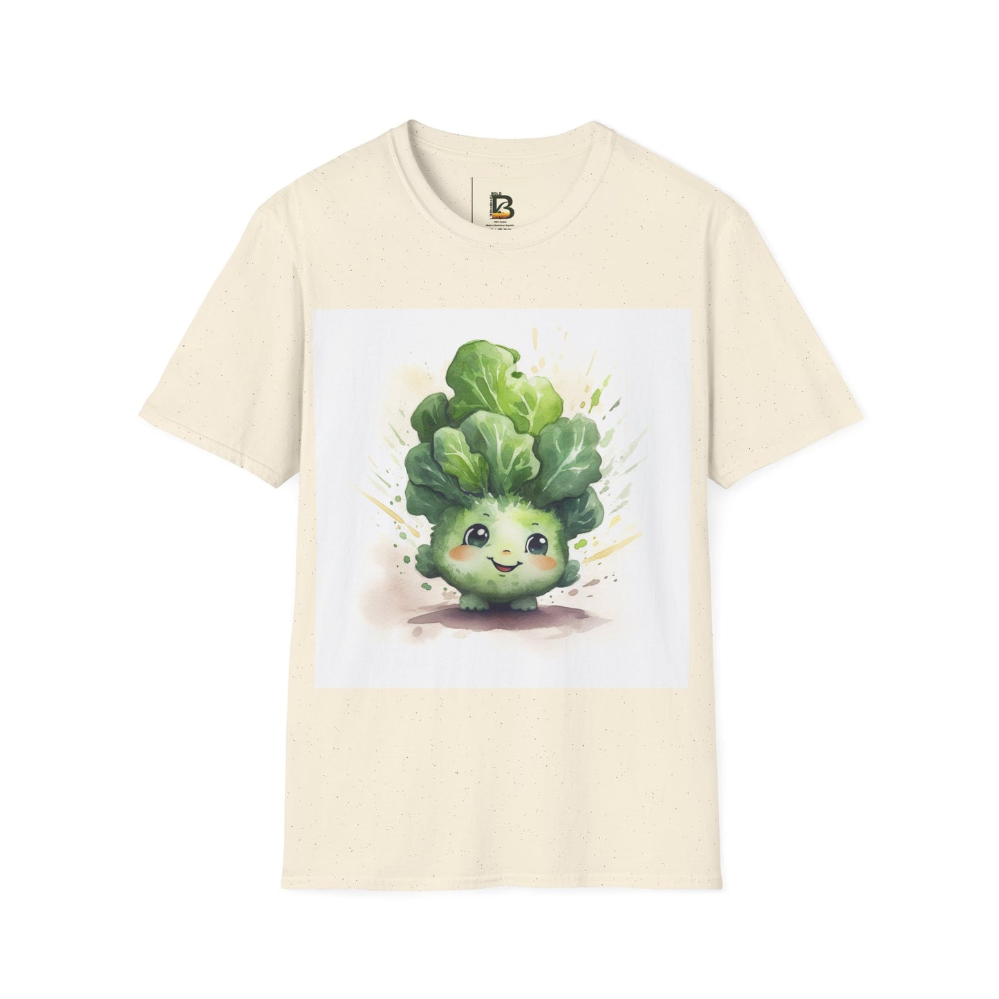 A cartoon of a kale with eyes and a smile on it