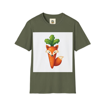 A drawing of a vegetable with a face and a smiling face.
