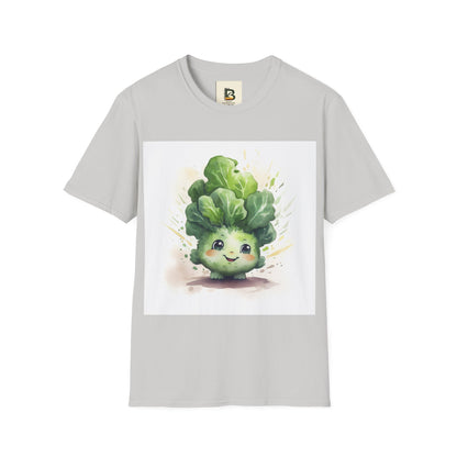 A cartoon of a kale with eyes and a smile on it