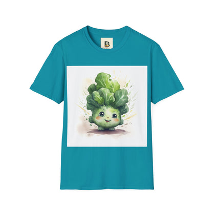 A cartoon of a kale with eyes and a smile on it