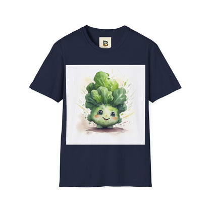 A cartoon of a kale with eyes and a smile on it