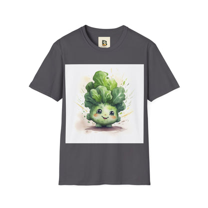 A cartoon of a kale with eyes and a smile on it