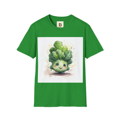 A cartoon of a kale with eyes and a smile on it