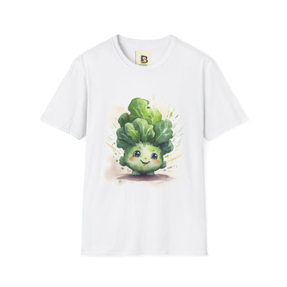 A cartoon of a kale with eyes and a smile on it