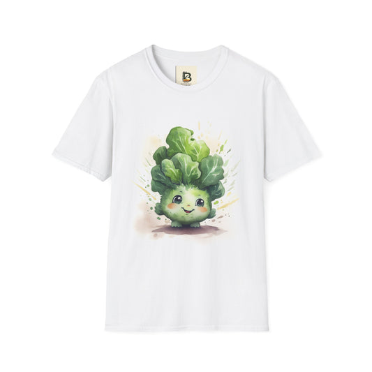 A cartoon of a kale with eyes and a smile on it