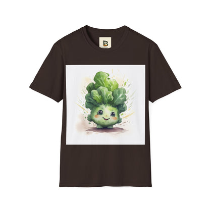 A cartoon of a kale with eyes and a smile on it