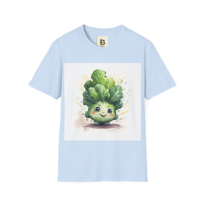 A cartoon of a kale with eyes and a smile on it