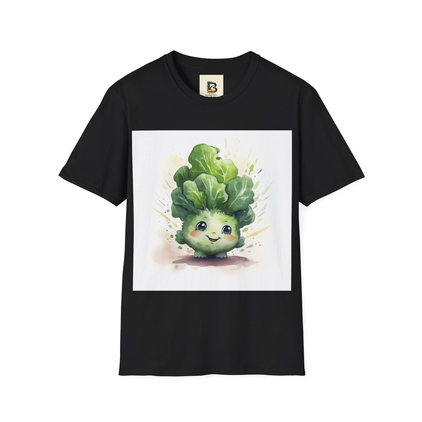 A cartoon of a kale with eyes and a smile on it