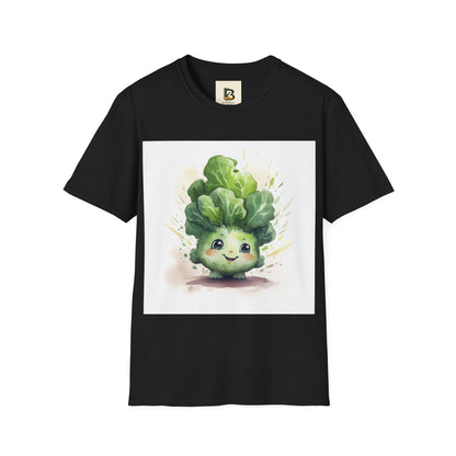 A cartoon of a kale with eyes and a smile on it