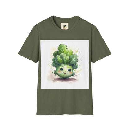 A cartoon of a kale with eyes and a smile on it