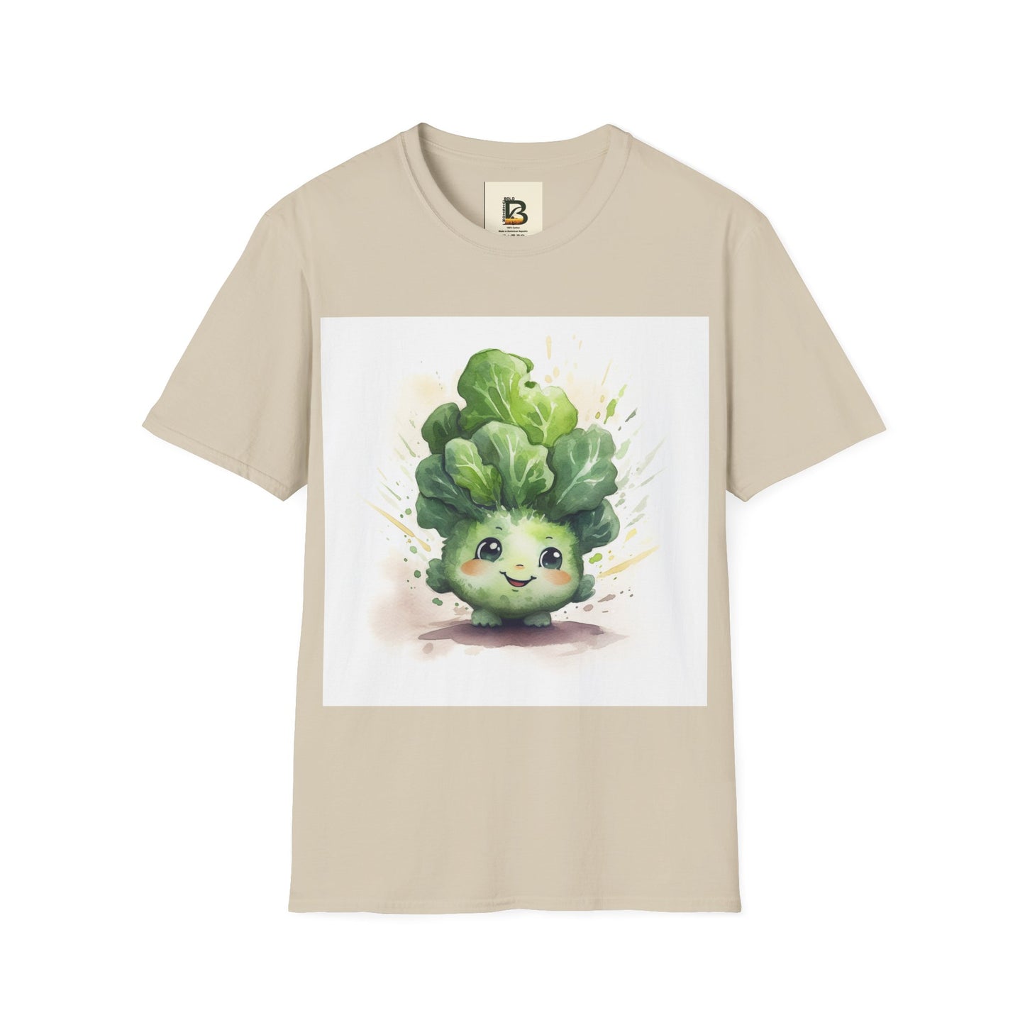 A cartoon of a kale with eyes and a smile on it