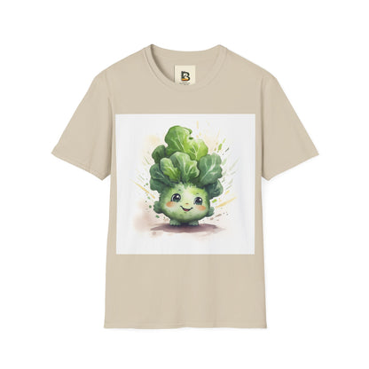 A cartoon of a kale with eyes and a smile on it