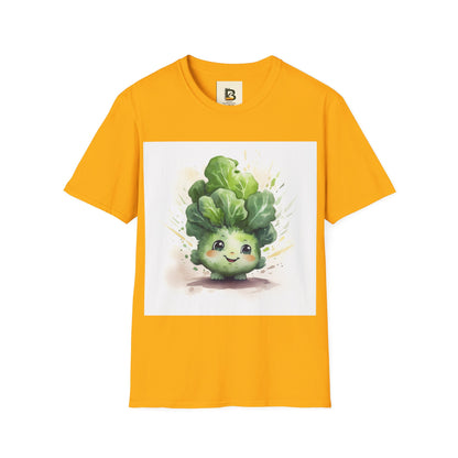 A cartoon of a kale with eyes and a smile on it