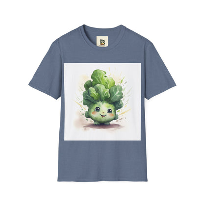 A cartoon of a kale with eyes and a smile on it