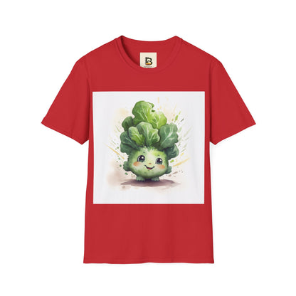 A cartoon of a kale with eyes and a smile on it