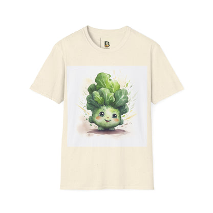 A cartoon of a kale with eyes and a smile on it