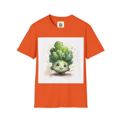 A cartoon of a kale with eyes and a smile on it